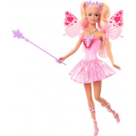 Barbie Fantasy Feenpuppe mit Farbwechsel-Flügeln und -Outfit, Spielzeugzauberstab mit Schwamm und Mo