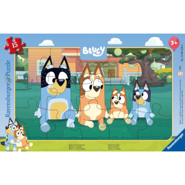 Ravensburger Kinderpuzzle - 12004109 Bluey - Rahmenpuzzle für Kinder ab 3  Jahren, mit 15 Teilen