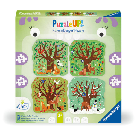Puzzle UP! Vier Jahreszeiten von Ravensburger, 12004002 - 4 konturgeformte Puzzles mit 12, 16, 20, 24 Teilen, mit groß
