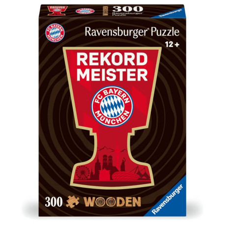 Ravensburger WOODEN Puzzle 12001342 - FC Bayern München - 300 Teile Kontur-Holzpuzzle mit stabilen, individuellen Puzz