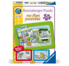 Ravensburger Kinderpuzzle - 12004039 Unterwegs mit Bus, Bahn und Flugzeug - my first puzzle mit 3x6 Teilen und mit Wie