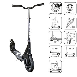 SIX DEGREES Aluminium Scooter All Terrain 300 205 mm schwarz