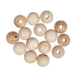 Rohholzkugeln ,gebohrt, 15mm, 4mm - DL, SB-Btl 15Stück