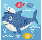 DIAMOND DOTZ® Original Diamond Painting   Shark Ahoy!   9,5 x 9,5 cm mit Bilderrahmen, 414 Diamant M