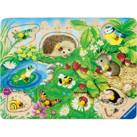 Ravensburger Kinderpuzzle 12004040 - Meine Gartenfreunde - my first wooden puzzle mit 10 Teilen - Puzzle für Kinder ab