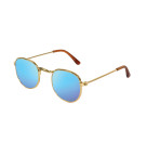 Puppen-Sonnenbrille, gold, blau verspiegelt