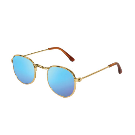 Puppen-Sonnenbrille, gold, blau verspiegelt