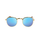 Puppen-Sonnenbrille, gold, blau verspiegelt