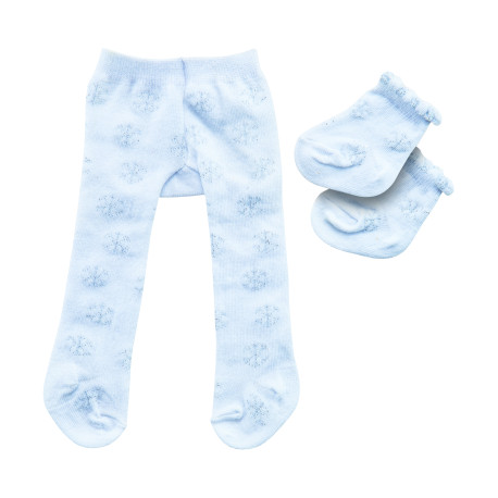 Puppen-Strumpfhose mit Söckchen   Eiskristalle  , Gr. 35-45 cm