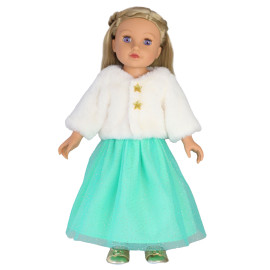 Puppen-Plüschjacke   Yuki   mit Tüllrock, Gr. 28-35 cm