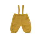 Puppen-Latzhose aus 100 % Bio-Baumwolle, honiggelb, mit weißem T-Shirt, 2-teilig, Gr. 28-35 cm