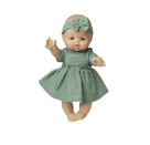 Puppenkleid aus 100 % Bio-Baumwolle mit Rüschen und Haarband, salbeigrün, 2-teilig, Gr. 28-35 cm