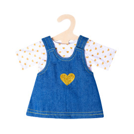 Puppen-Jeanskleid Goldstück mit T-Shirt, Gr. 35-45 cm