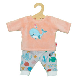 Puppen-Flauschiger Pyjama   Wal Bobby  , 2-teilig, Gr. 35-45 cm