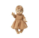 Puppenkleid aus 100 % Bio-Baumwolle mit Rüschen und Haarband, karamell, 2-teilig, Gr. 35-45 cm