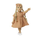 Puppenkleid aus 100 % Bio-Baumwolle mit Rüschen und Haarband, karamell, 2-teilig, Gr. 35-45 cm