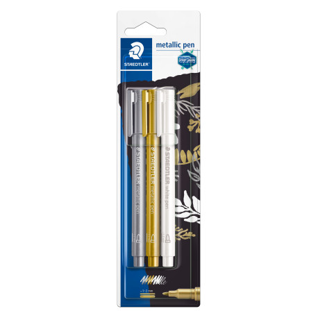 Metal.pen gold,silber& white pen BK