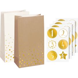 Adventskalender-Set „Flocken 97×180×60 mm | weiß naturAdvent Calendar Set Flakes 97×180×60 mm | white naturalSet Cale