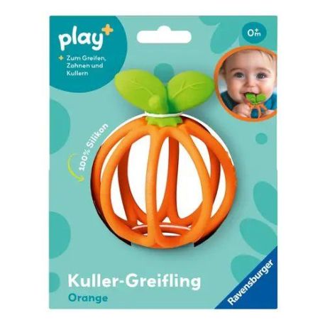 Ravensburger Play+ Kuller-Greifling: Orange – Zahnungshilfe, Silikon Baby-Spielzeug ab 0 Monate
