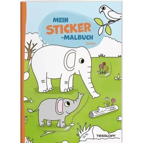 Mein Sticker-Malbuch. Zootier