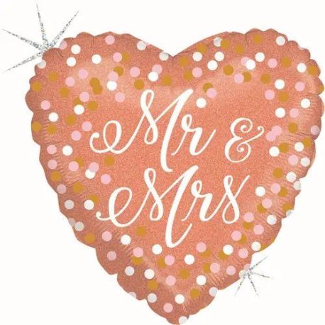 Mr & Mrs 46 cm   18   rose gold glitter