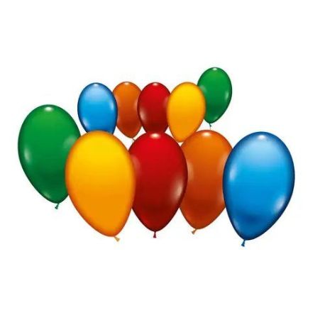 100 sortierte Ballons im Eimer