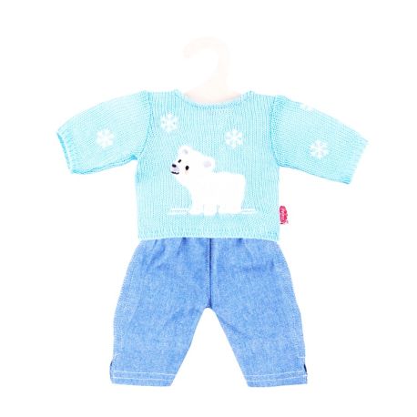 Puppen-Eisbär-Pullover mit Jeans, Gr. 35-45 cm, sortiert