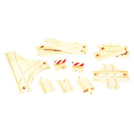 BRIO World 33307 Schienen- und Weichensortiment – 11 Weichen aus Buchenholz für die BRIO Holzeisenbahn – Empfohlen für
