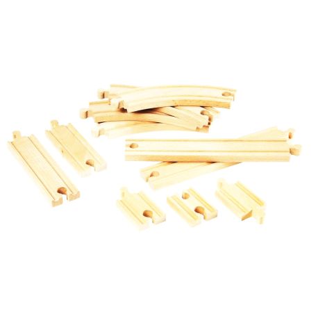 BRIO World 33401 Kleines Schienensortiment – 11 Schienen aus Buchenholz für die BRIO Holzeisenbahn – Empfohlen für Kin