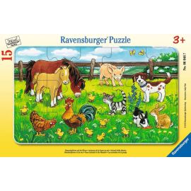 Ravensburger 6046 Puzzle Bauernhoftiere auf der Wiese 15 Teile
