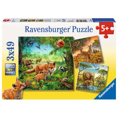 Ravensburger 9330 Puzzle Tiere der Erde 3 X 49 Teile