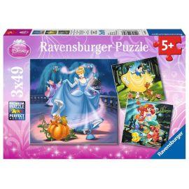Ravensburger 9339 Puzzle Schneewittchen, Aschenputtel, Arielle 3 X 49 Teile
