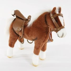 Götz 3401099 Pferd mit Sattel Zaumzeug, braun, 46cm
