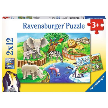 Ravensburger 7602 Puzzle Tiere im Zoo 2 X 12 Teile