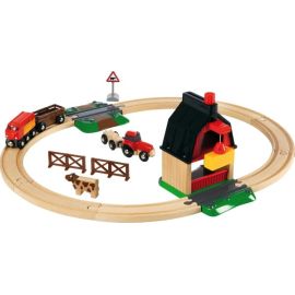 BRIO World 33719 Bahn Bauernhof Set – Holzeisenbahn mit Bauernhof, Tieren und Holzschienen – Kleinkinderspielzeug empf