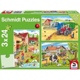 Schmidt Spiele Kinderpuzzle Auf dem Bauernhof, 3x24 Teile