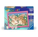 Ravensburger CreArt 27695 - Niedliche Häschen - Malen nach Zahlen Kaninchen für Kinder ab 7 Jahre
