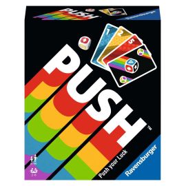 Ravensburger 26828 - Push, Unterhaltsames Kartenspiel für die ganze Familie, Risiko ab 8 Jahren, Ablegespiel für 2-6 S