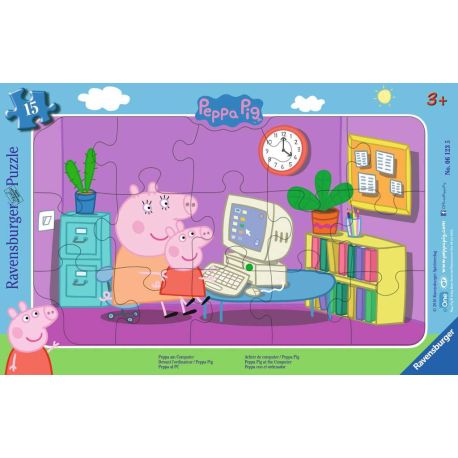 Ravensburger 6123 Puzzle Peppa am Computer 15 Teile