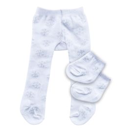 Puppen-Strumpfhose mit Söckchen   Eiskristalle  , Gr. 28-35 cm