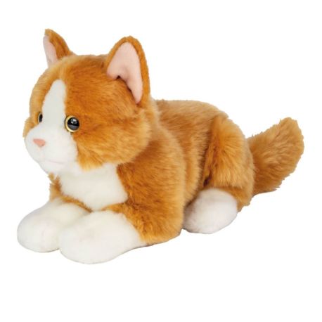 Teddy Hermann Katze liegend, rot, 20 cm