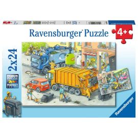 Ravensburger 5096 Puzzle Müllabfuhr und Abschleppwagen 2 X 24 Teile