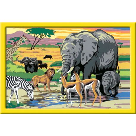Ravensburger CreArt 28766 - Tiere in Afrika - Malen nach Zahlen wilde Tiere für Kinder ab 9 Jahre