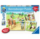Ravensburger 5129 Puzzle Ein Tag auf dem Reiterhof 3 X 49 Teile