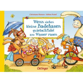 Wenn sieben kleine Badehasen quietschfidel ans Wasser rasen