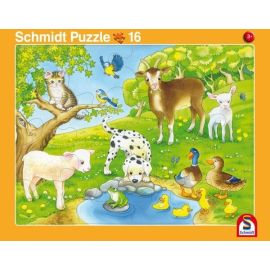 2er Set Rahmenpuzzles Kuschelige Tierfreunde 16 Teile Niedliche Tierkinder 24 Te