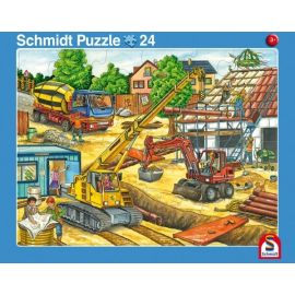 2er Set Rahmenpuzzles Fahrt mit dem Müllauto 16 Teile Achtung, Baustelle! 24 Tei