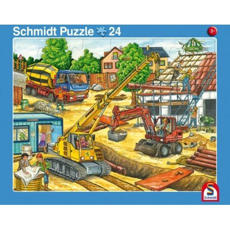 2er Set Rahmenpuzzles Fahrt mit dem Müllauto 16 Teile Achtung, Baustelle! 24 Tei