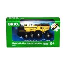 BRIO World 33630 Goldene Batterielok mit Licht und Sound - Mit Auskoppel-Funktion zur Nutzung als Schiebelok - Empfohl