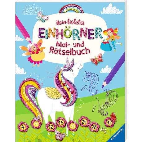 Ravensburger Mein liebstes Einhörner-Mal- und Rätselbuch ab 6 Jahre, Malbuch für Mädchen und Jungen